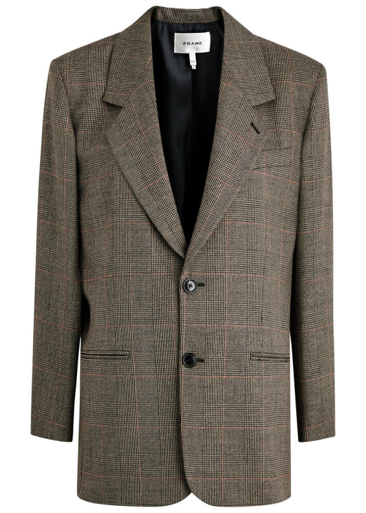 Frame Grandfather Checked Woven Blazer - Brown Cover