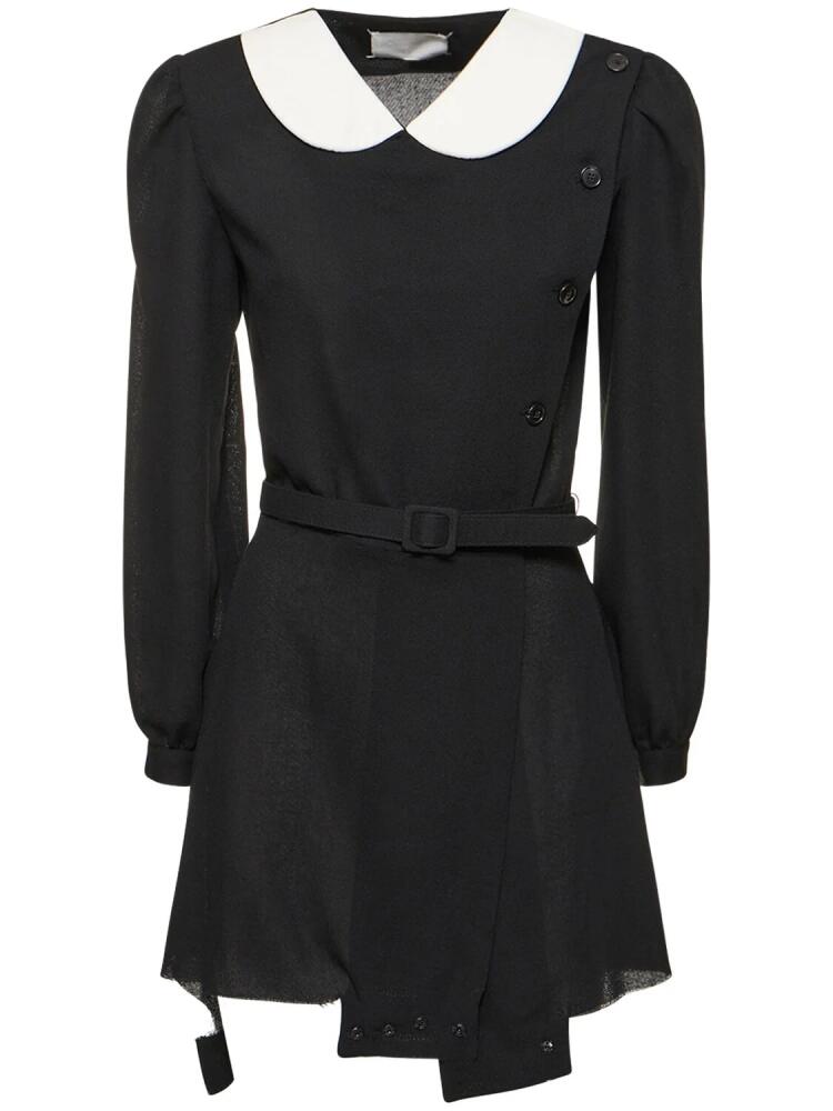 MAISON MARGIELA Belted Wool Crepe Playsuit W/ Collar Cover