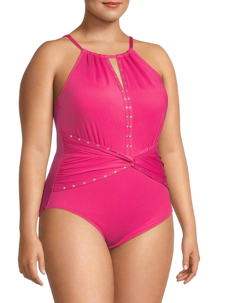 Magicsuit Women's Diana Studded Cutout One Piece Swimsuit - Coral Rose Cover