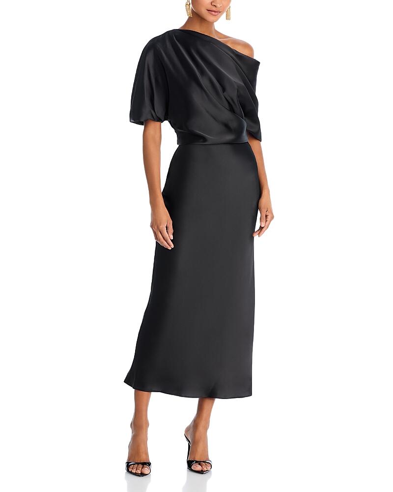 Amsale Draped Pencil Midi Dress Cover