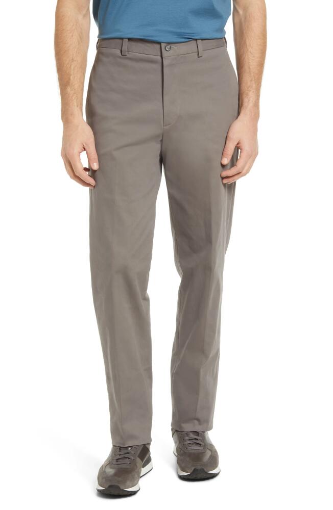 Berle Charleston Khakis Flat Front Stretch Sateen Pants in Grey Cover