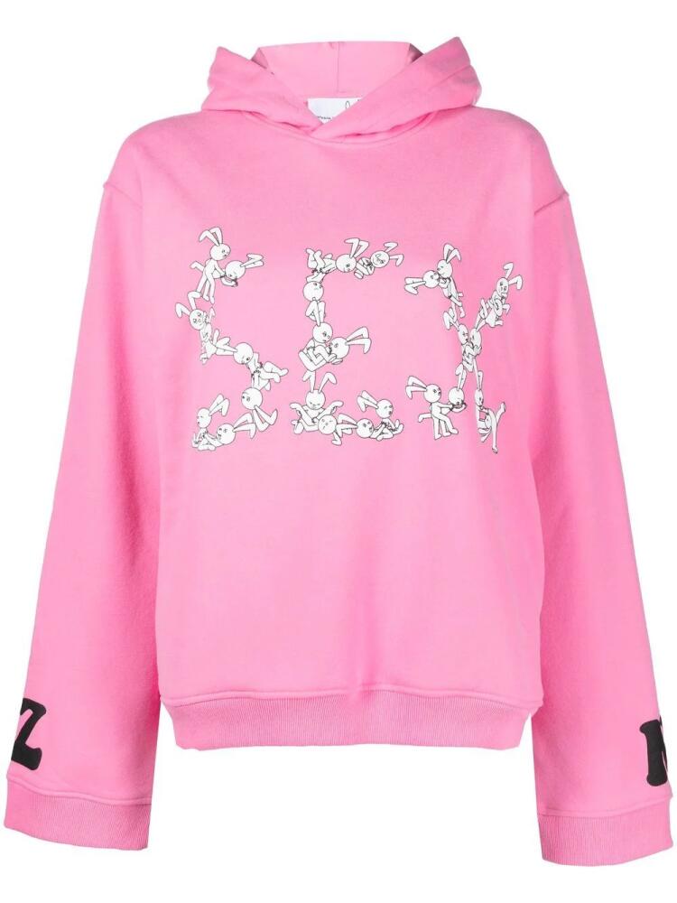 Natasha Zinko slogan-print oversized hoodie - Pink Cover