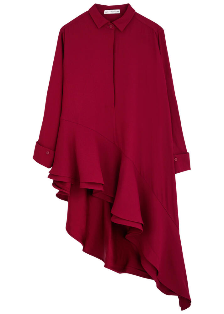 Palmer//harding Sonder Tiered Asymmetric Crepe Shirt - Dark Red Cover