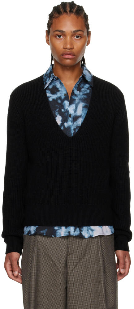 Dries Van Noten Black V-Neck Sweater Cover