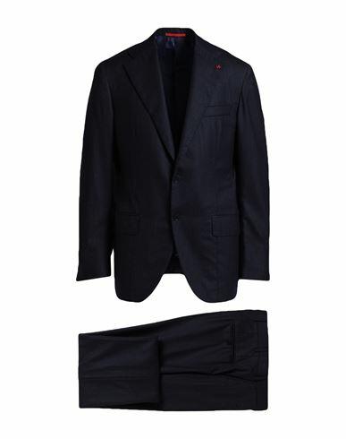 Isaia Man Suit Midnight blue Wool, Silk Cover