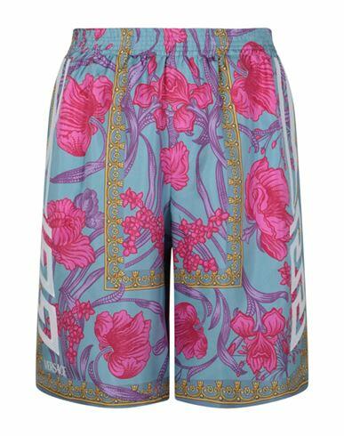 Versace Acid Bouquet Print Silk Shorts Man Shorts & Bermuda Shorts Multicolored Silk Cover