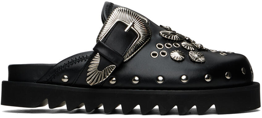 Toga Pulla SSENSE Exclusive Black Eyelet Metal Sabot Loafers Cover