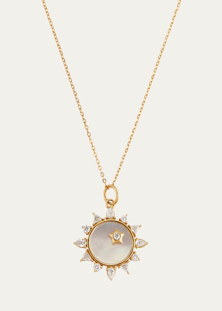 Monica Rich Kosann Mother of Pearl Diamond "Happiness" Sun Charm Necklace Cover