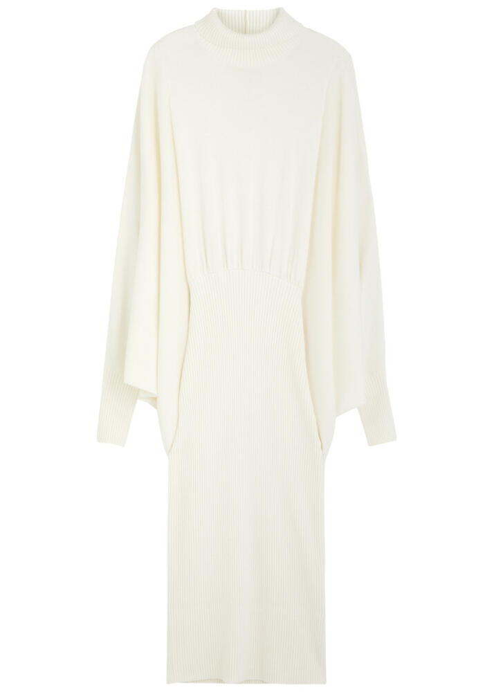 Palmer//harding Resolute Cape-effect Knitted Midi Dress - Ivory Cover