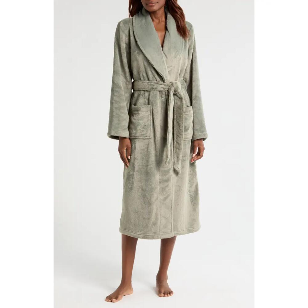 Nordstrom Shawl Collar Plush Longline Robe in Green Halo Cover