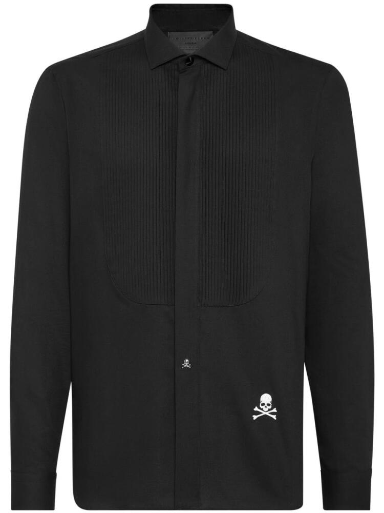 Philipp Plein skull-embroidered cotton tuxedo shirt - Black Cover