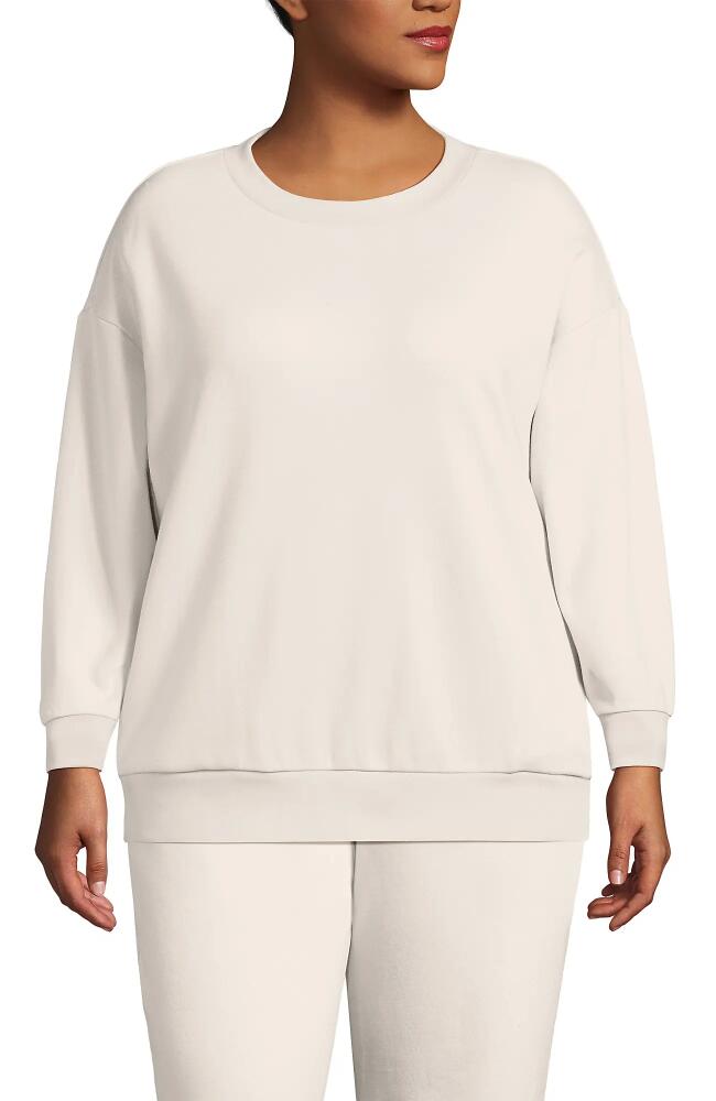 Lands' End Plus Size Serious Sweats Relaxed Long Sleeve Crew Neck Sweatshirt in Moonstone Cover