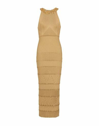 Balmain Woman Maxi dress Brown Viscose, Polyamide Cover