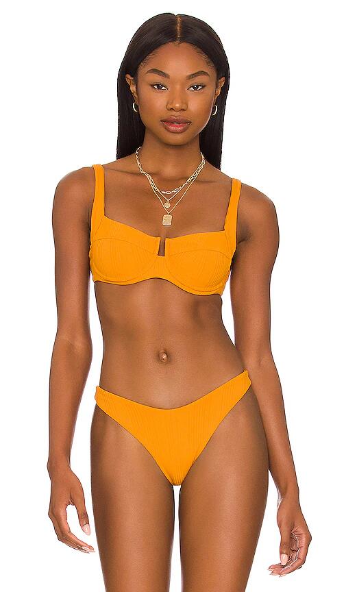 LSPACE Camellia Bikini Top in Orange Cover