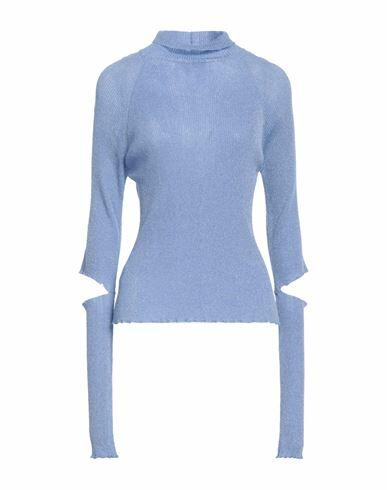 Des_phemmes Woman Turtleneck Pastel blue Viscose, Polyester, Metallic Polyester Cover