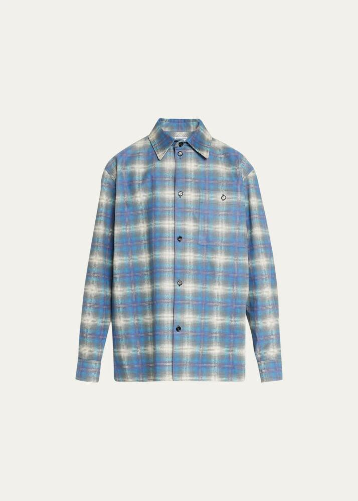 Bottega Veneta Men's Plaid-Print Leather Overshirt Cover