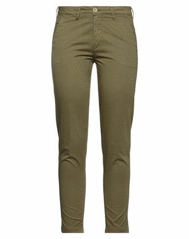 Barba Napoli Woman Pants Military green Cotton, Elastane Cover