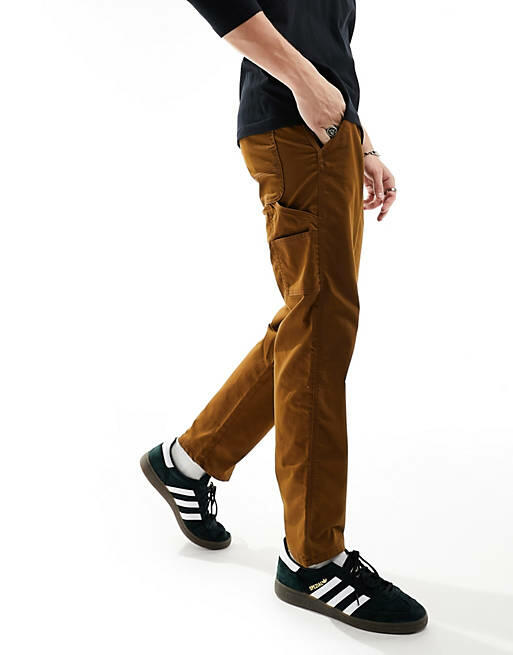 ONLY & SONS Edge straight fit carpenter pants in brown Cover