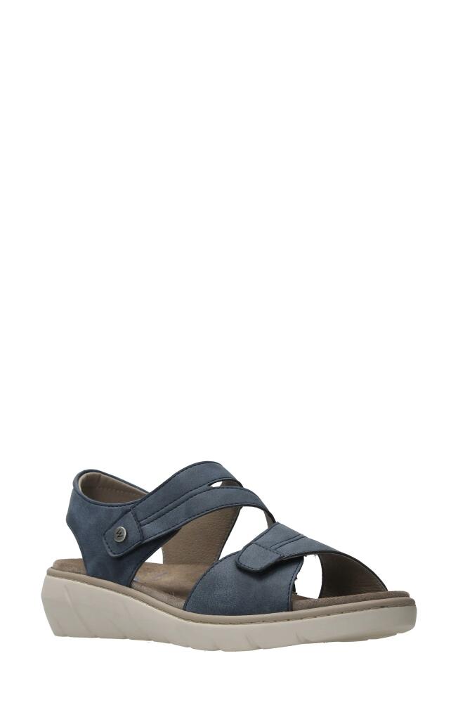 Wolky Ikaria Ankle Strap Platform Wedge Sandal in Denim Biocare Cover