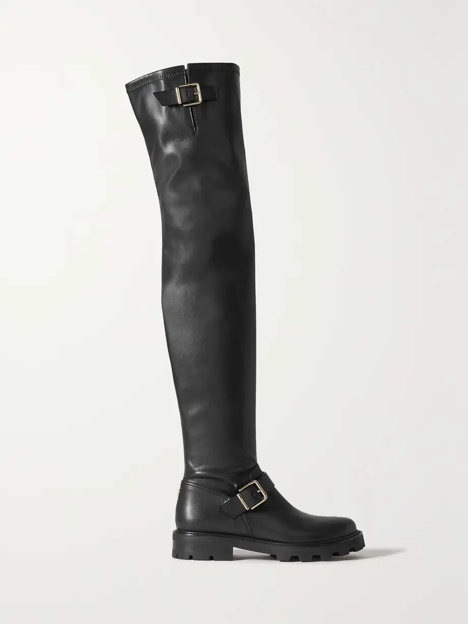 Jimmy Choo - Biker Ii Buckled Leather Over-the-knee Boots - Black Cover