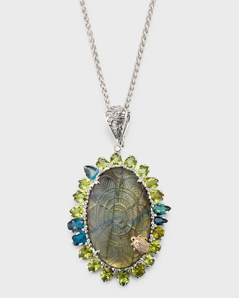 Stephen Dweck Carved Labradorite Multi-Gemstone Pendant Necklace with Diamonds Cover