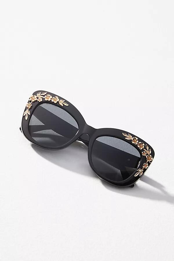 By Anthropologie Floral-Trimmed Cat-Eye Sunglasses Cover