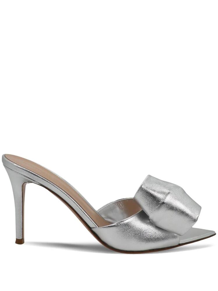 Gianvito Rossi Bow metallic heeled mules - Grey Cover