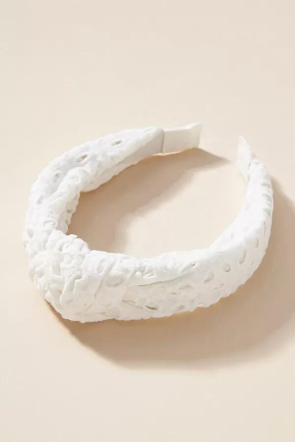 By Anthropologie Everly Floral Eyelet Knot Headband Cover