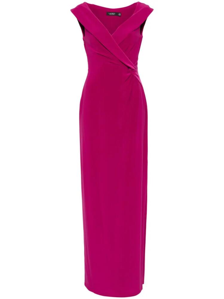 Lauren Ralph Lauren knot-detail wrap gown - Pink Cover