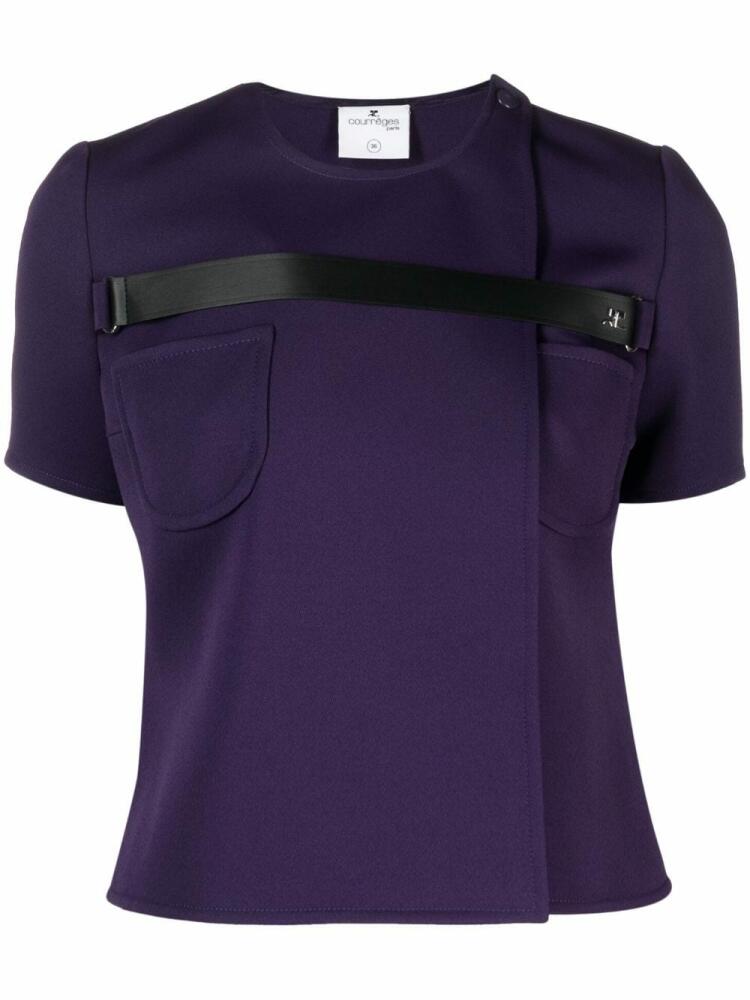 Courrèges strap-detail short-sleeve blouse - Purple Cover