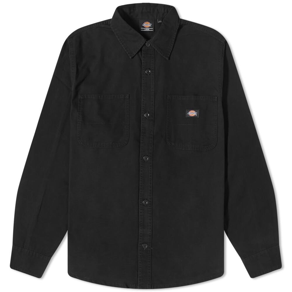 Dickies Men's Duck Canvas Overshirt in Stone Washed Black Cover