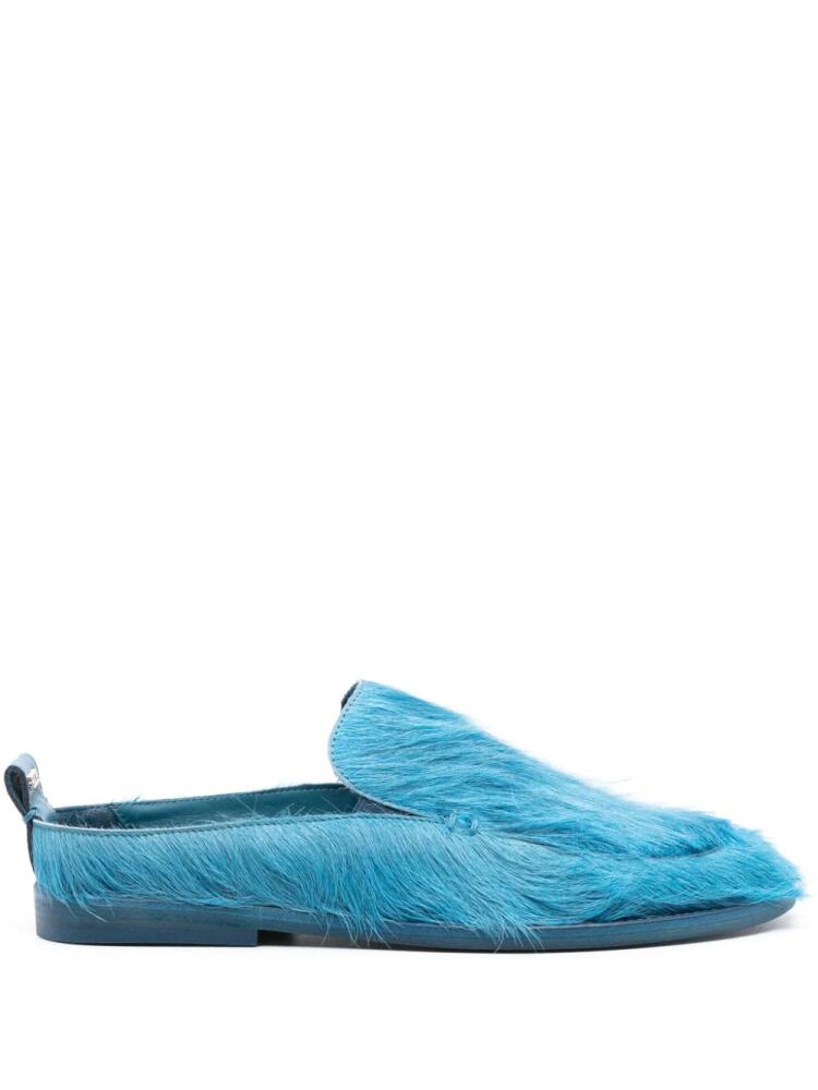 GCDS Cavallino-hair flat mules - Blue Cover