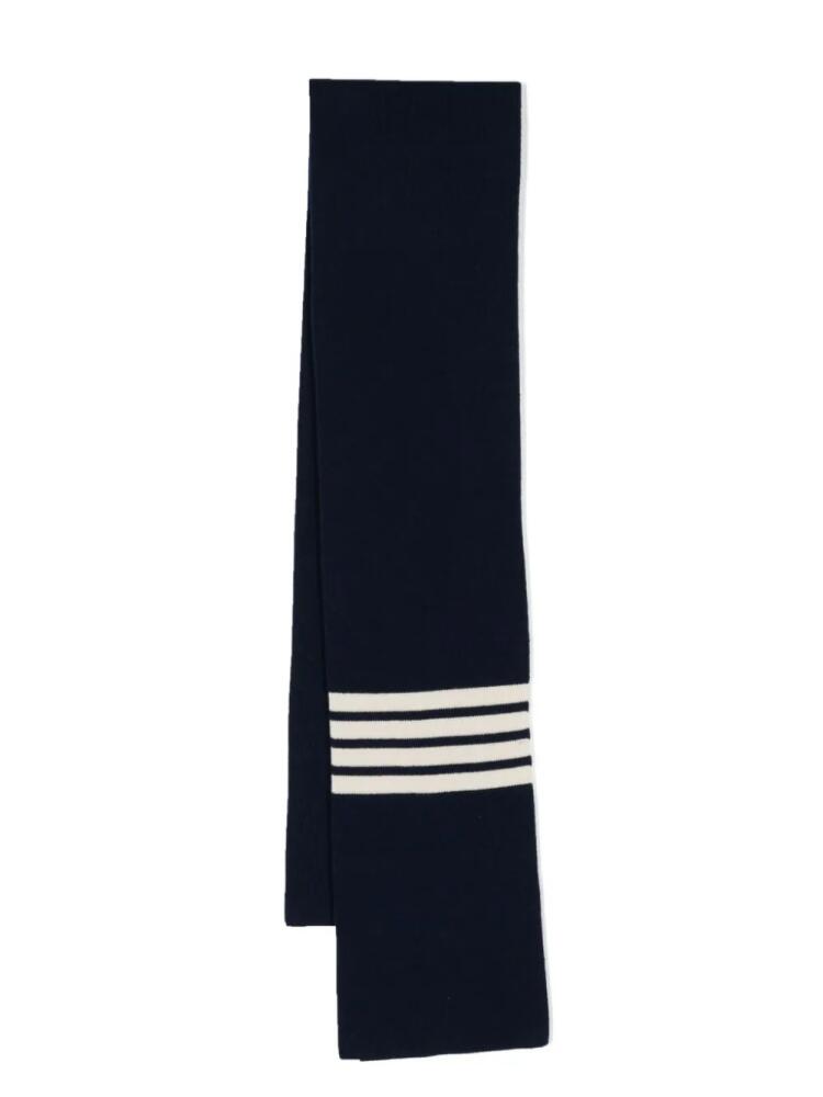 Thom Browne 4-Bar stripe cashmere scarf - Blue Cover