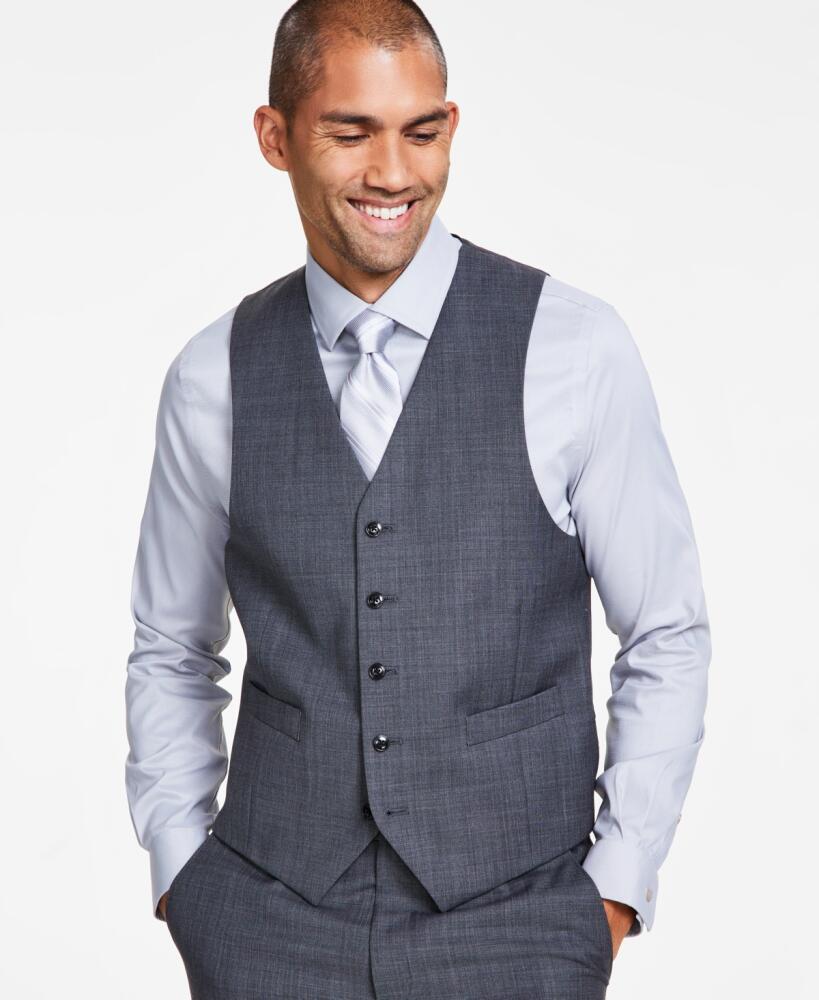 Michael Kors Men's Classic-Fit Wool-Blend Stretch Solid Suit Vest - Mid Grey Cover