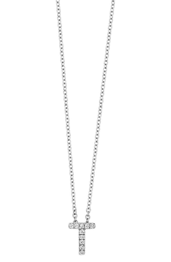 Bony Levy 18k Gold Pavé Diamond Initial Pendant Necklace in White Gold - T Cover