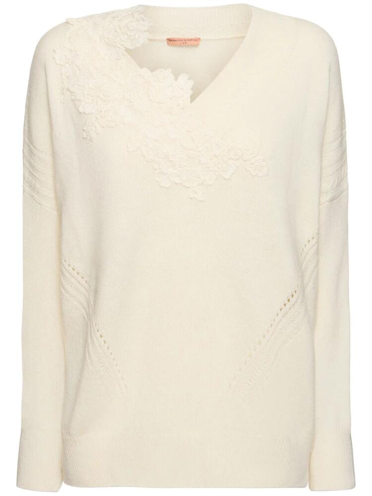 ERMANNO SCERVINO Embroidered Knit V-neck Sweater Cover