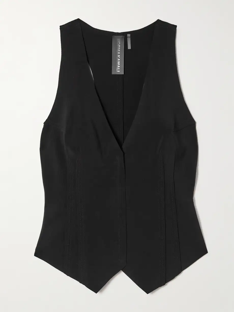 Norma Kamali - Pintucked Crepe Vest - Black Cover