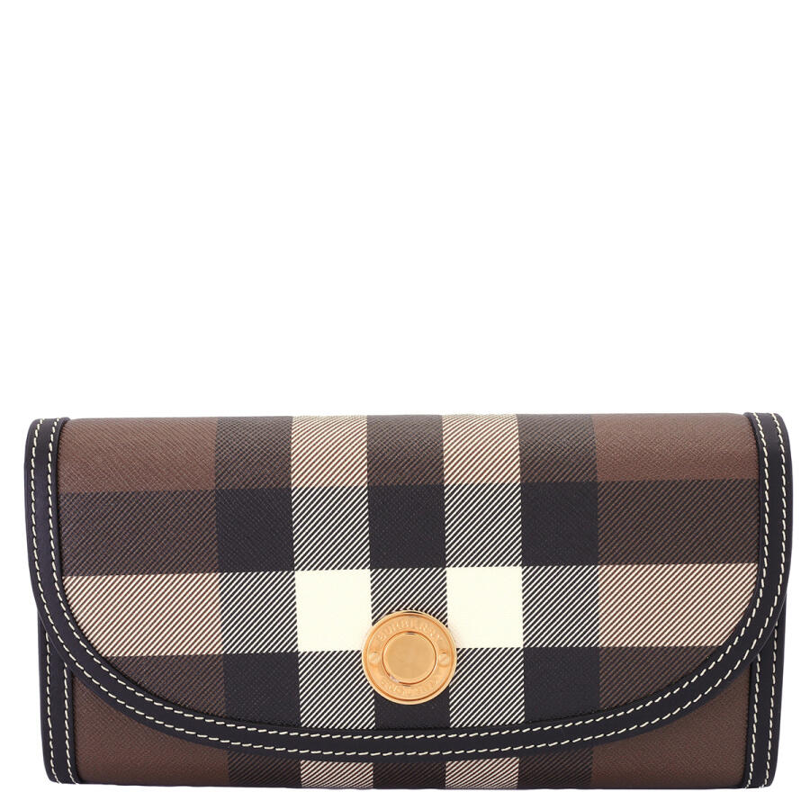 Burberry Dark Birch Brown Checked Continental Wallet Cover