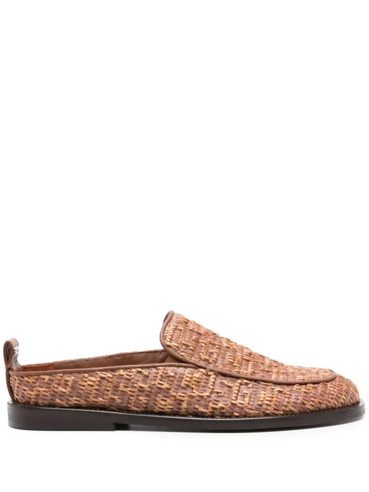 GCDS monogram-embossed raffia mules - Brown Cover