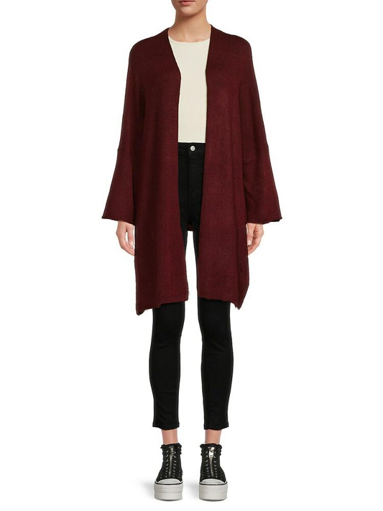 Renee C. Women's High Low Open Front Cardigan - Burgundy Cover