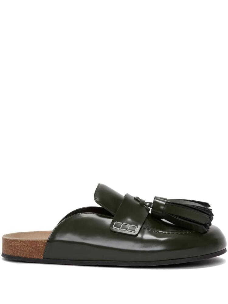 JW Anderson contrast-stitching tassel leather mules - Green Cover