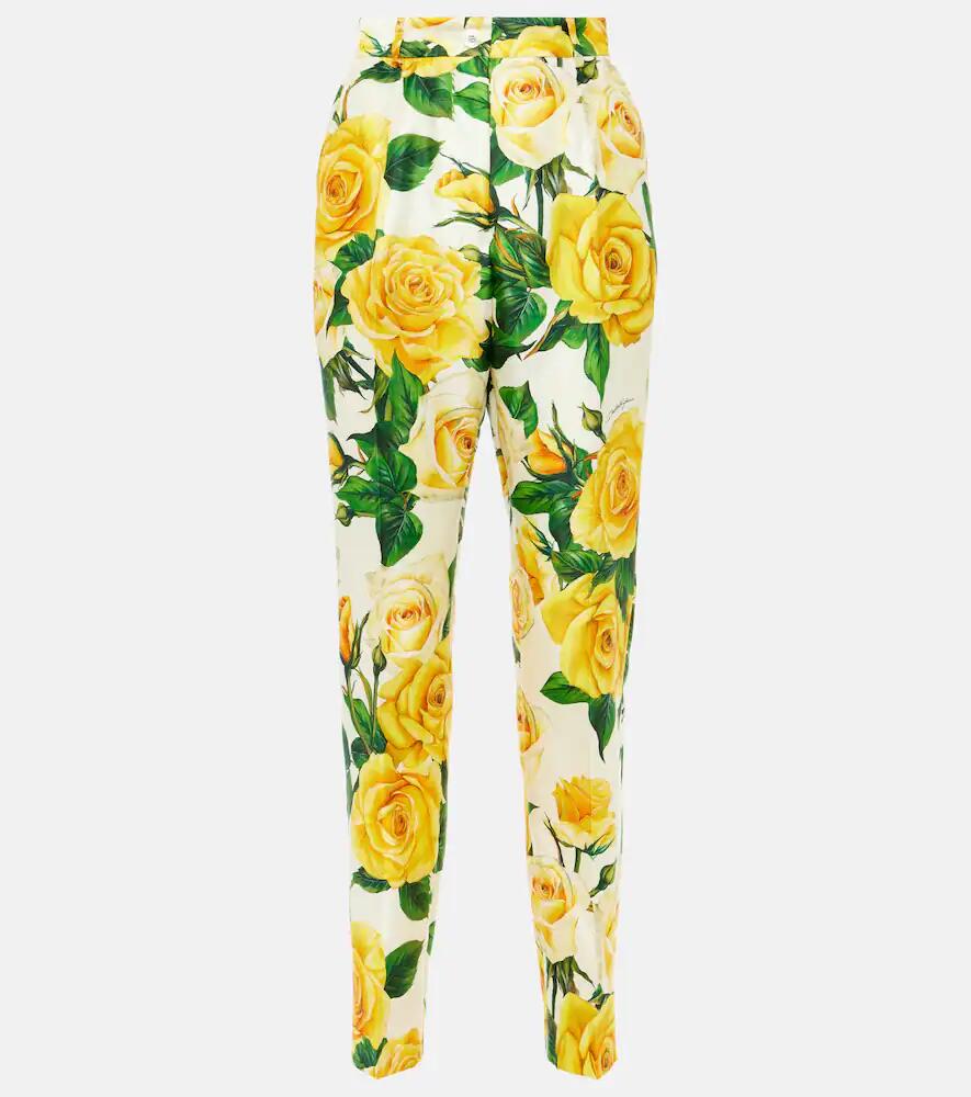 Dolce & Gabbana Floral high-rise silk-blend straight pants Cover