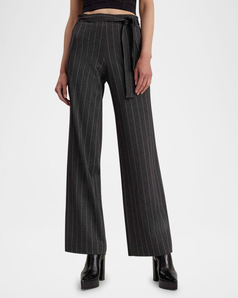 Anne Fontaine Princeton Striped Tie-Waist Pants Cover