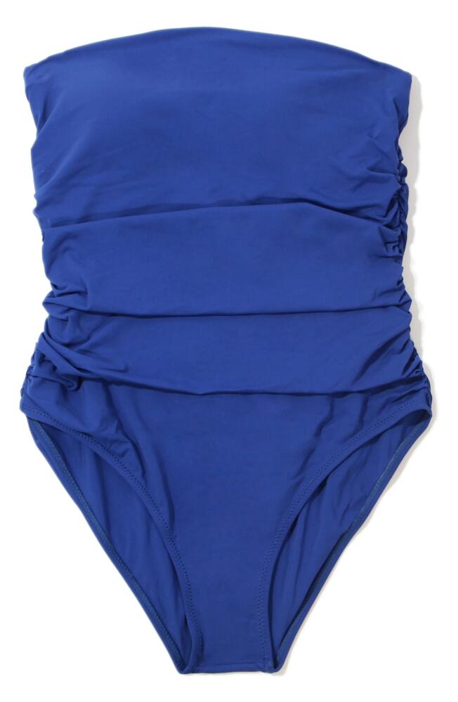 Hanky Panky Strapless Bandeau One-Piece Swimsuit in Poolside (Blue-Solid) Cover