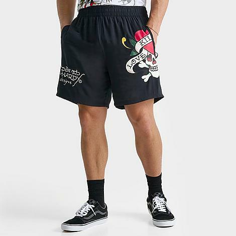 Ed Hardy Men's Love Kills Slowly Graphic Print Shorts in Black/Black Cover