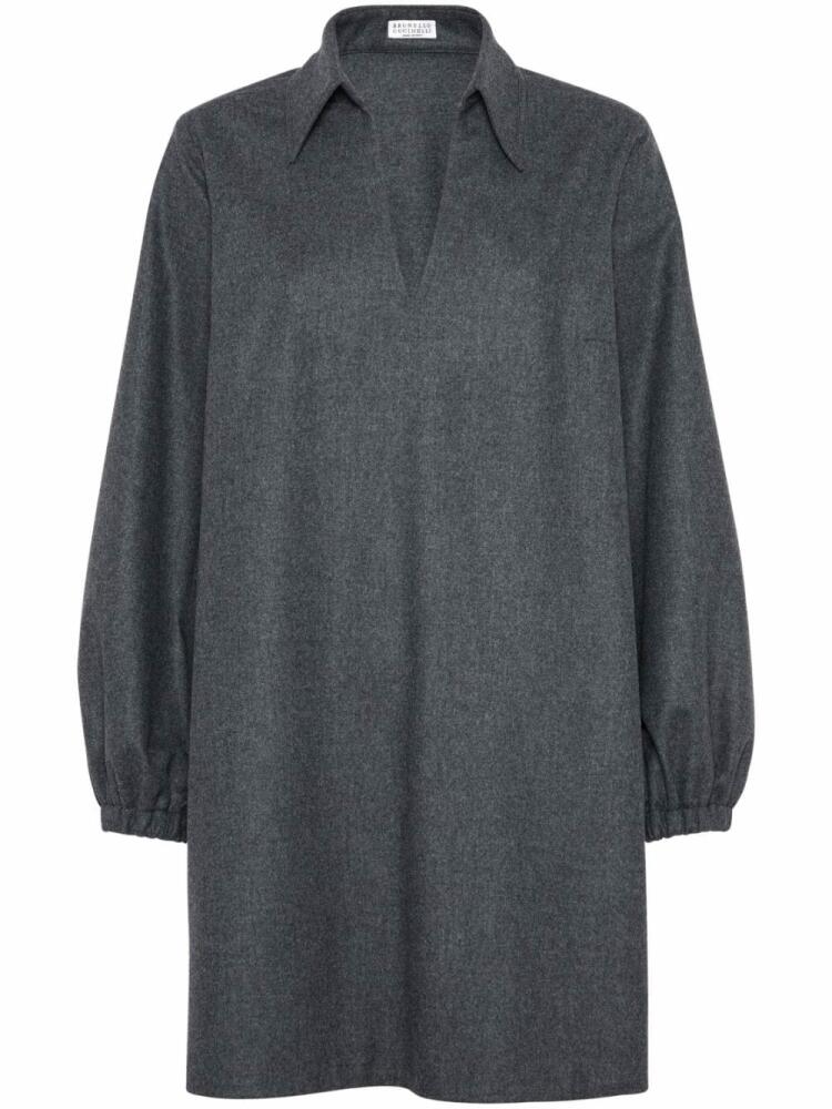 Brunello Cucinelli long-sleeved mini dress - Grey Cover