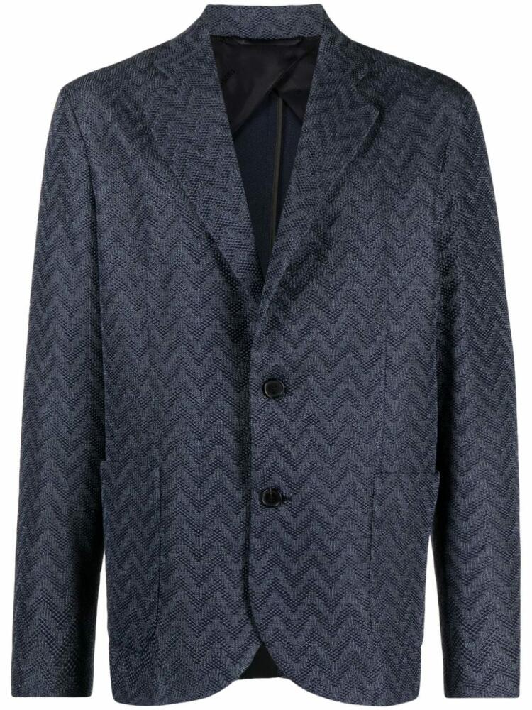 Missoni zigzag-knit single-breasted blazer - Blue Cover