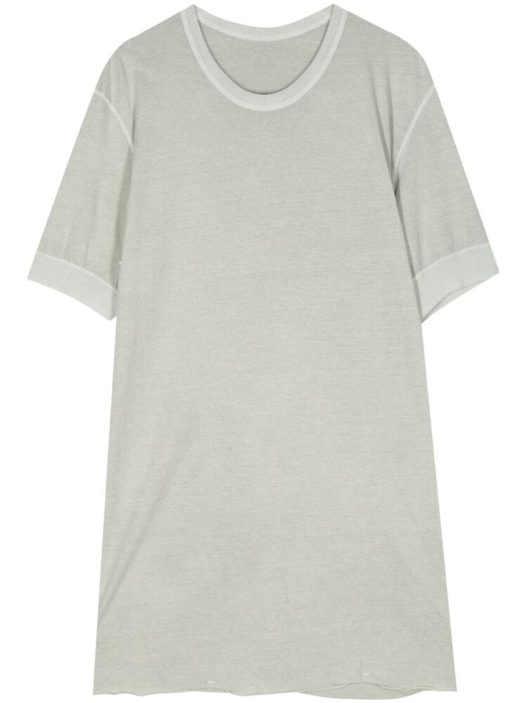 Boris Bidjan Saberi raw-cut hem cotton T-shirt - Green Cover