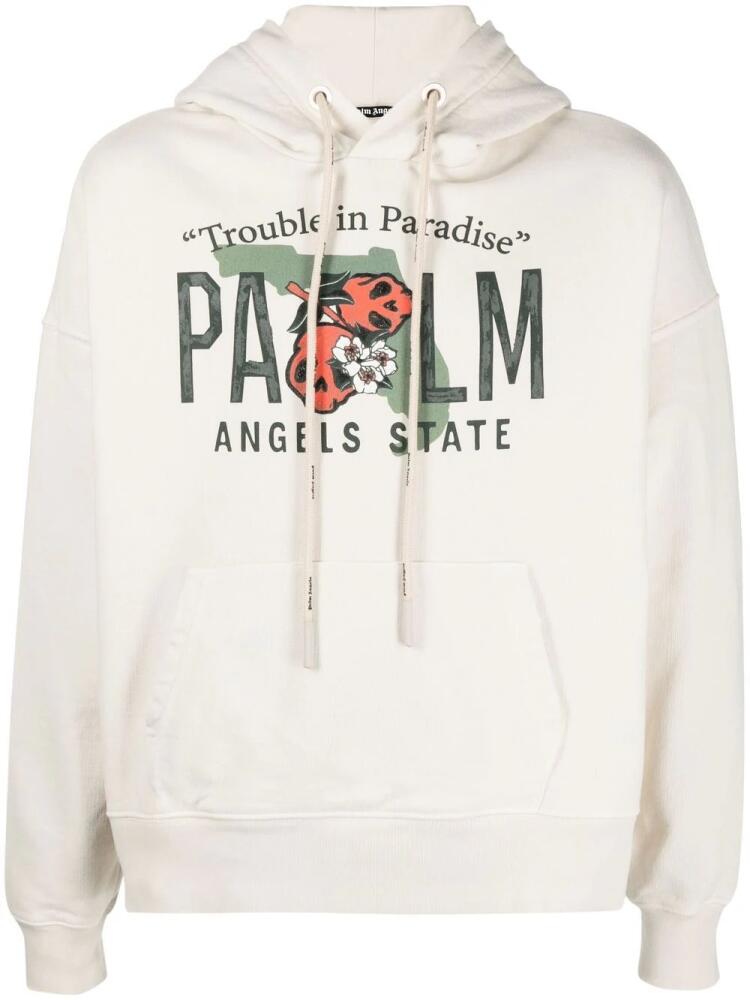 Palm Angels graphic-print cotton hoodie - White Cover