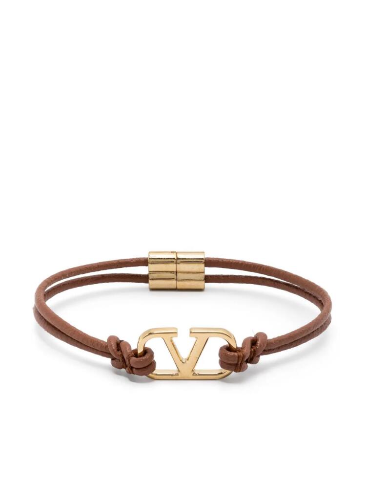 Valentino Garavani VLogo-plaque cord bracelet - Brown Cover